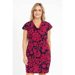 Talbots Pink and Navy Linen floral dress size 6